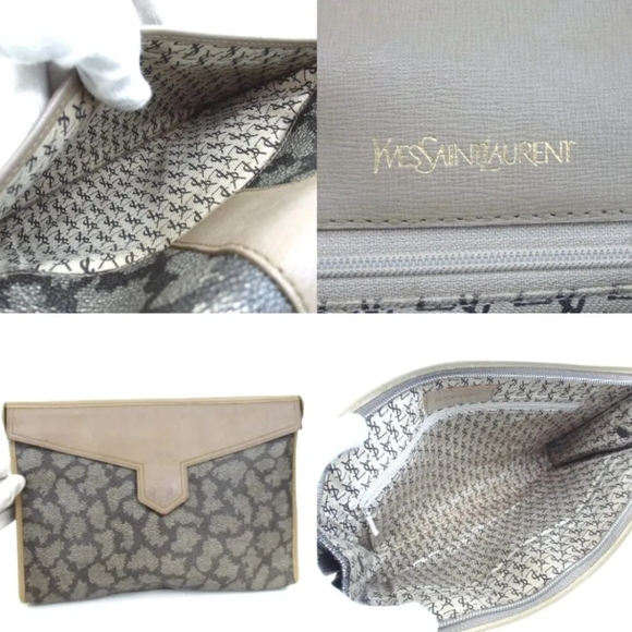 YVES SAINT LAURENT SHOULDER BAG POUCH 2PIECE SET PVC - Picture 6 of 14